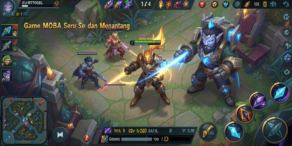 Screenshot aksi seru dalam permainan MOBA EUROTOGEL.